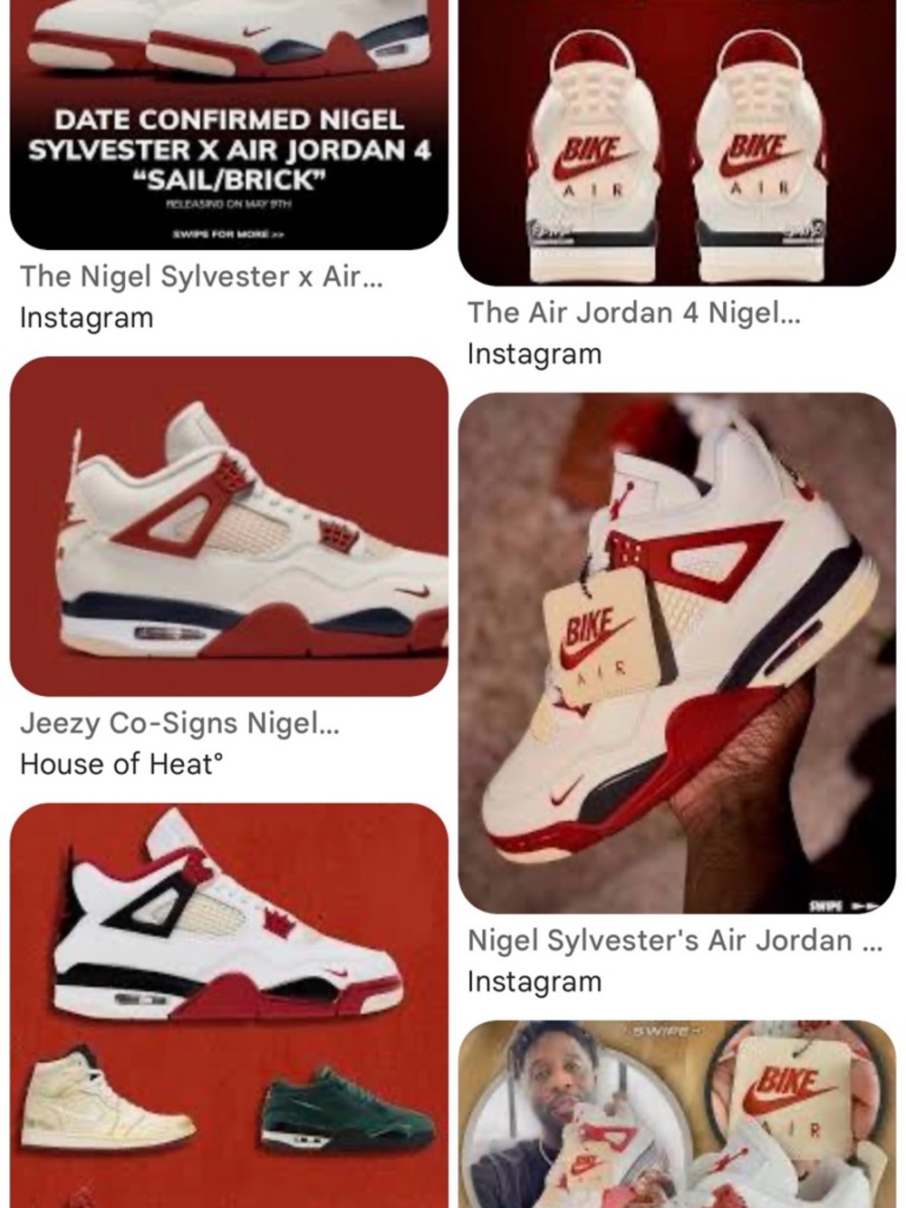 Jordan Air Jordan 4 Nigel Sylvester Sail/Brick/Black Athletic Shoes